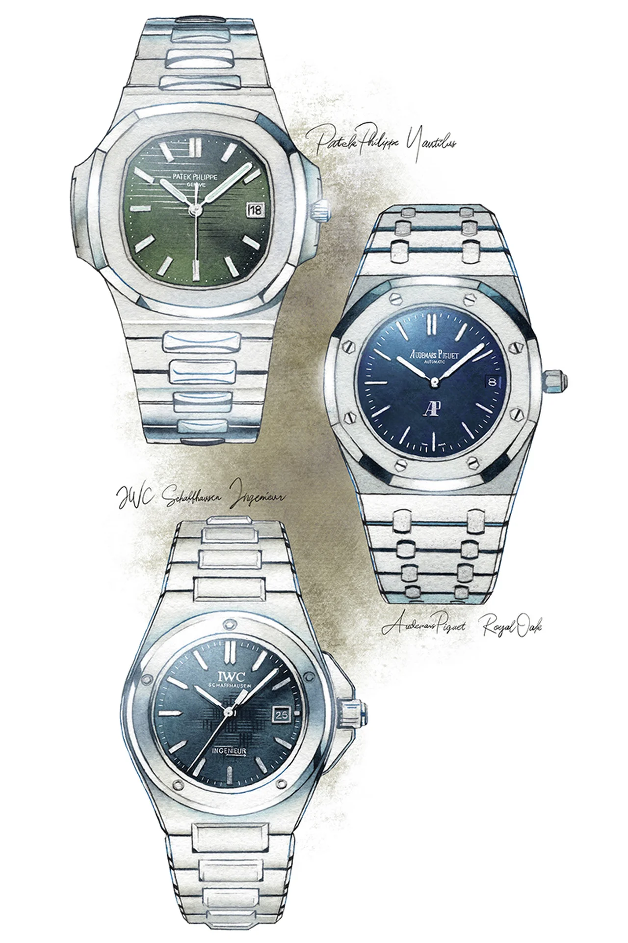 「ロイヤル オーク」「ノーチラス」「インヂュニア」 イラスト