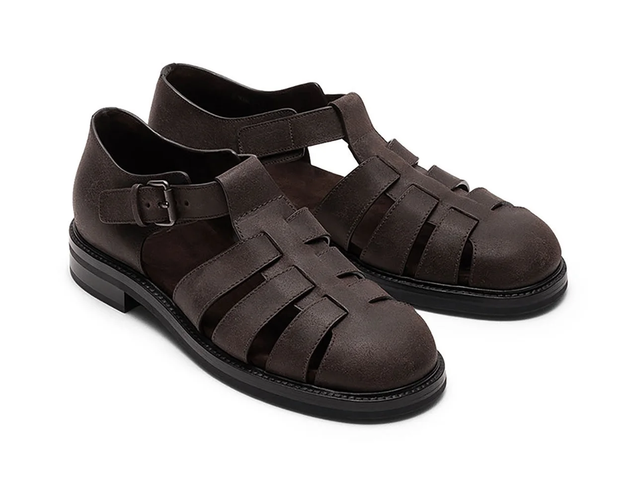 ワックス加工のスエードのフィッシャーマンサンダル