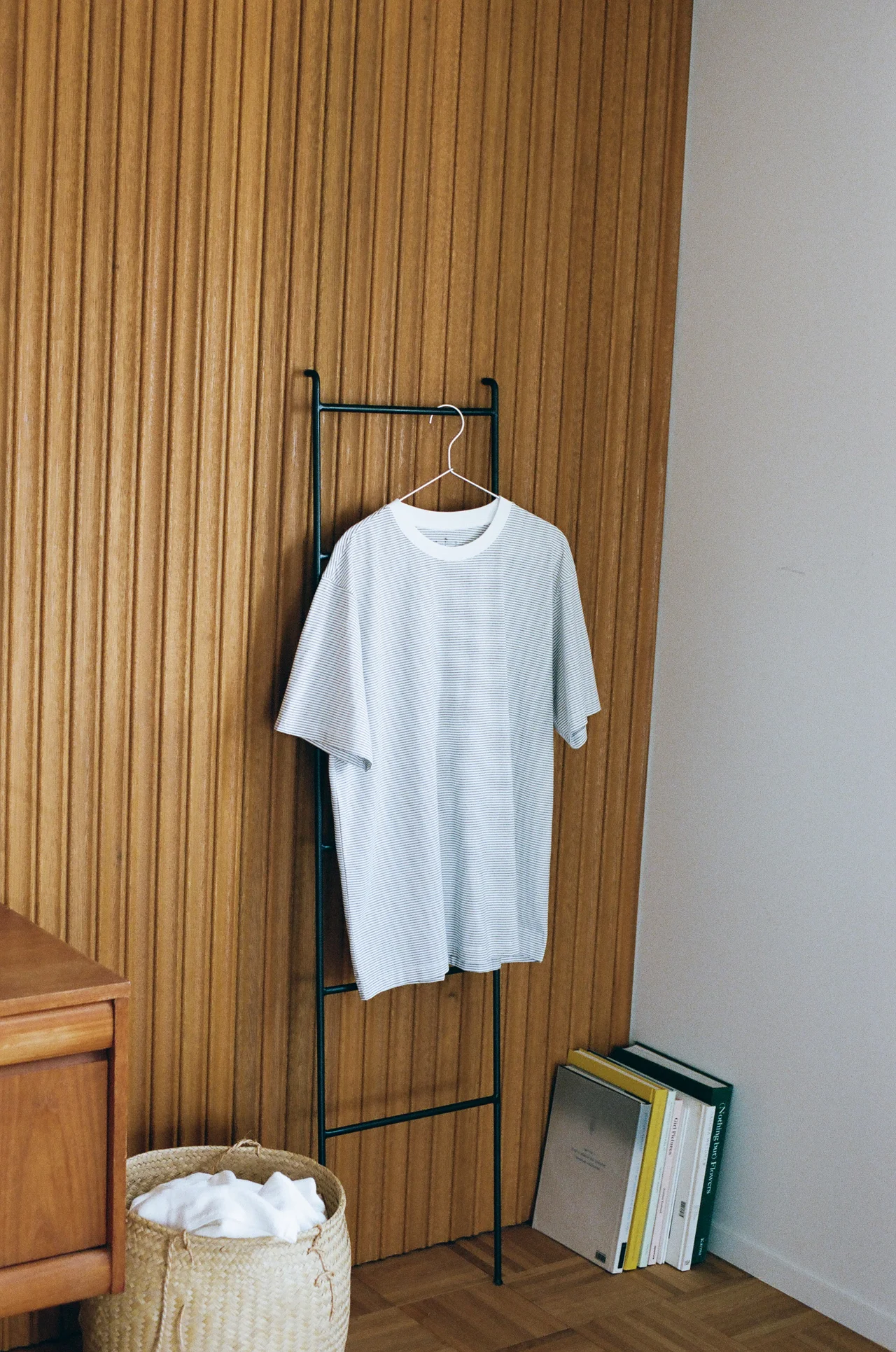 無印良品「天竺編みクルーネック半袖Tシャツ」のボーダー