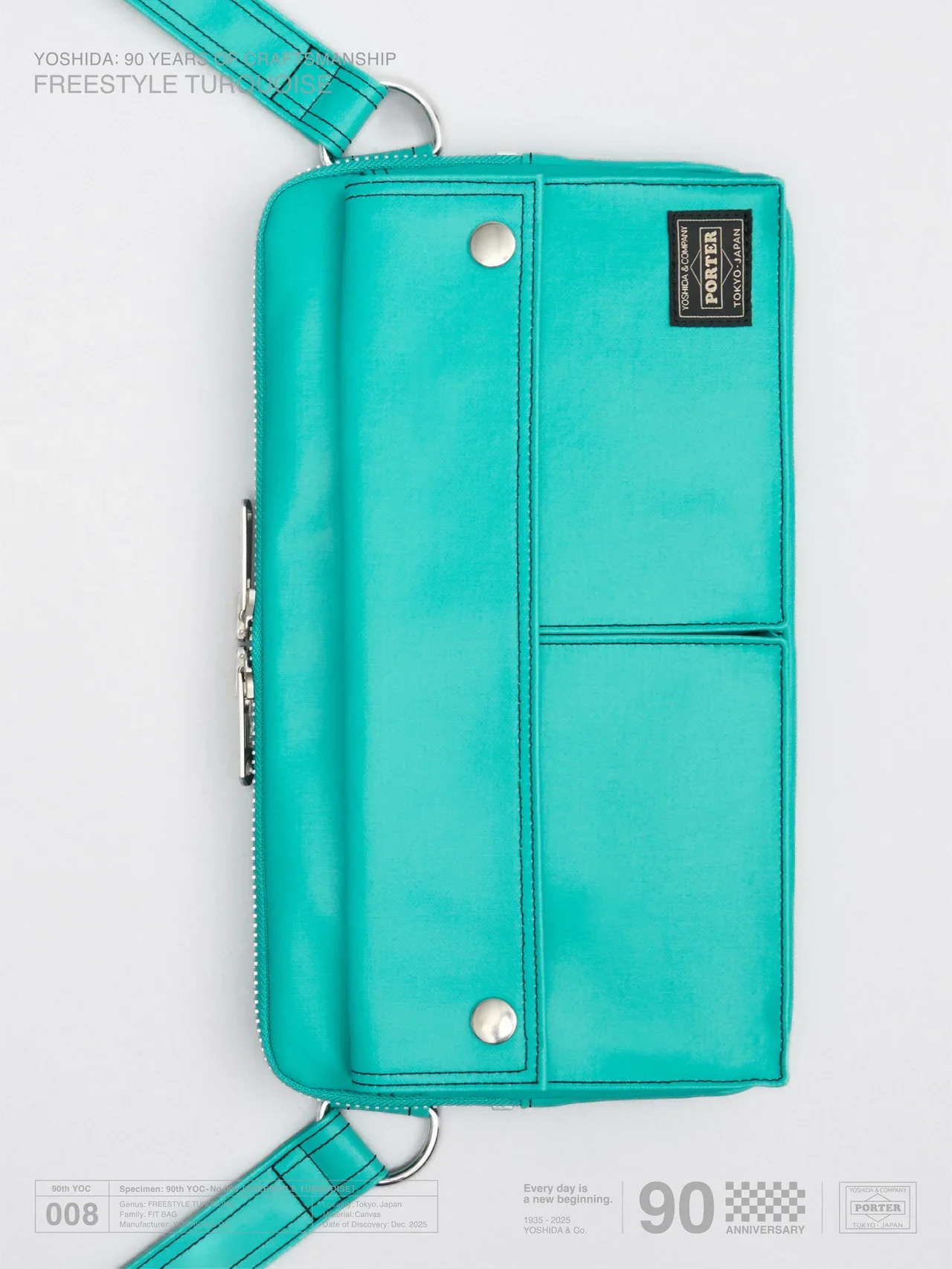 【大人のポーター】「FREE STYLE」シリーズから登場した限定カラー「ターコイズ」の「フィットバッグ」
