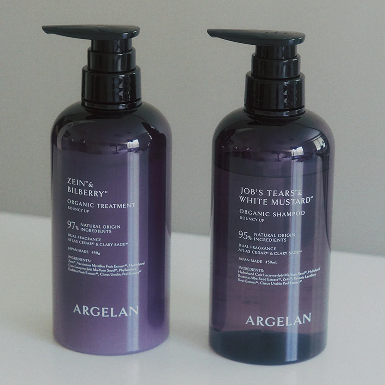 ARGELAN｜（右）バウンシーアップ オーガニック シャンプー／（左）同 トリートメント