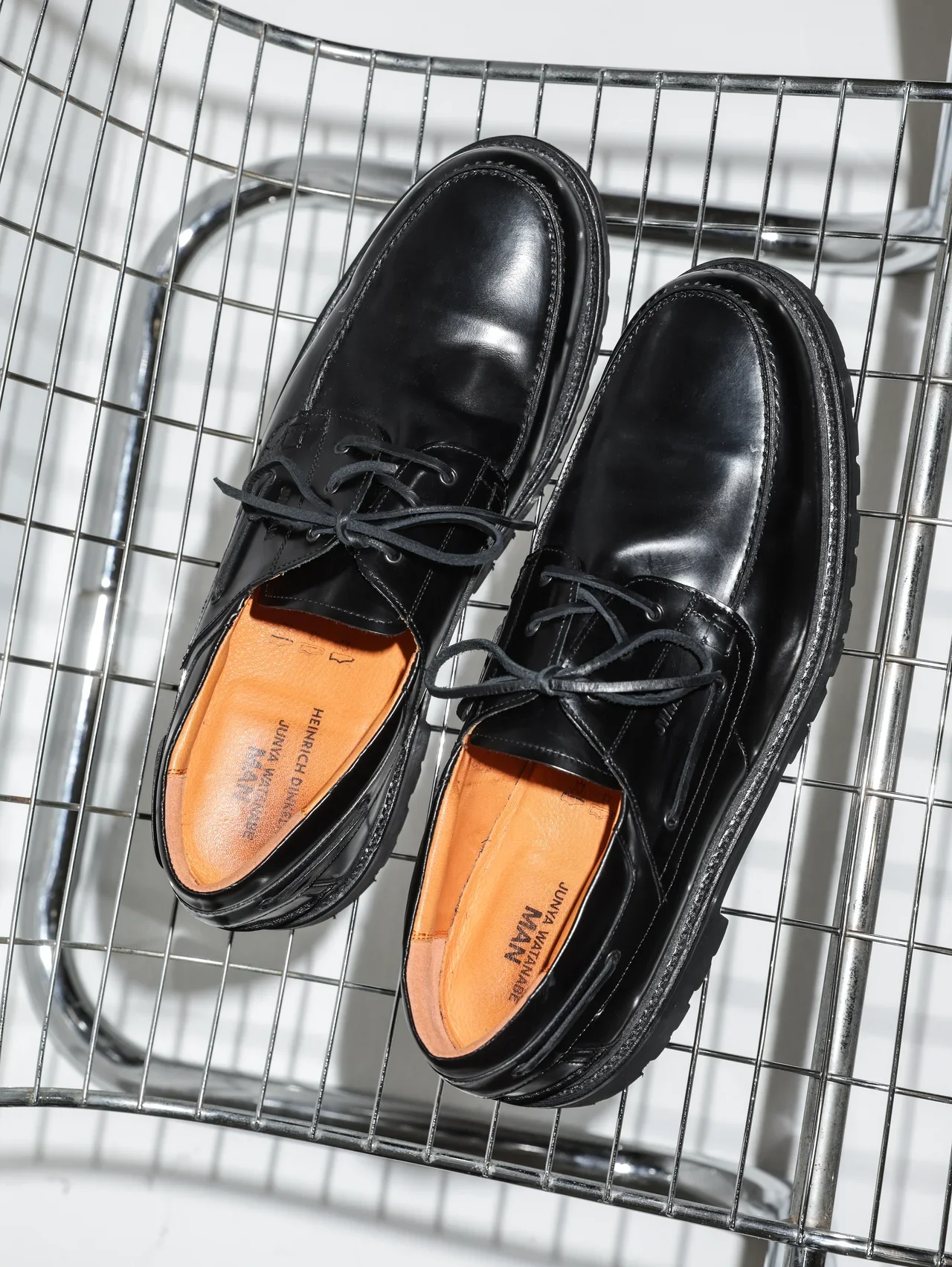 JUNYA WATANABE MAN × HEINRICH DINKELACKERのレザーデッキシューズ