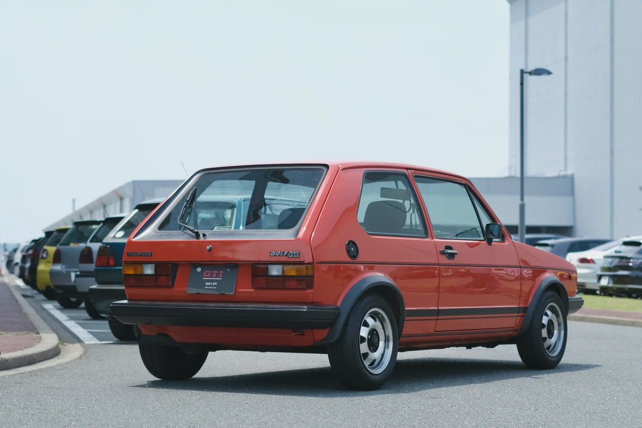 会場入り口に並んだ、歴代のゴルフGTI