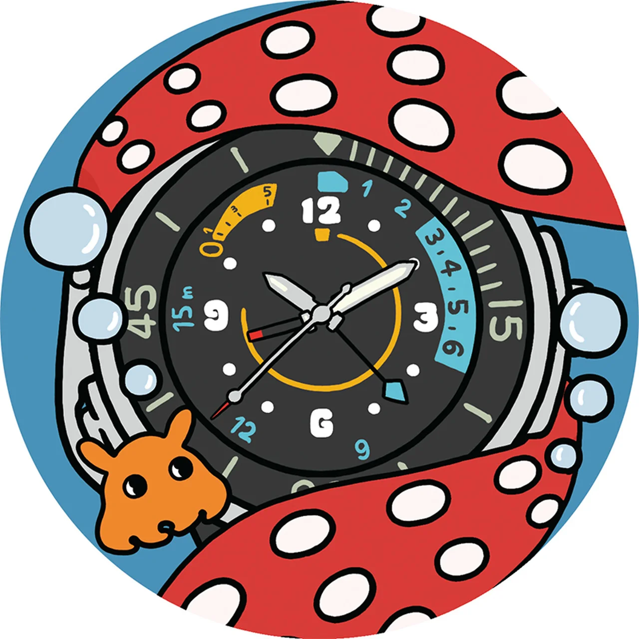 ダイバーズウォッチで時計は大型化 イラスト