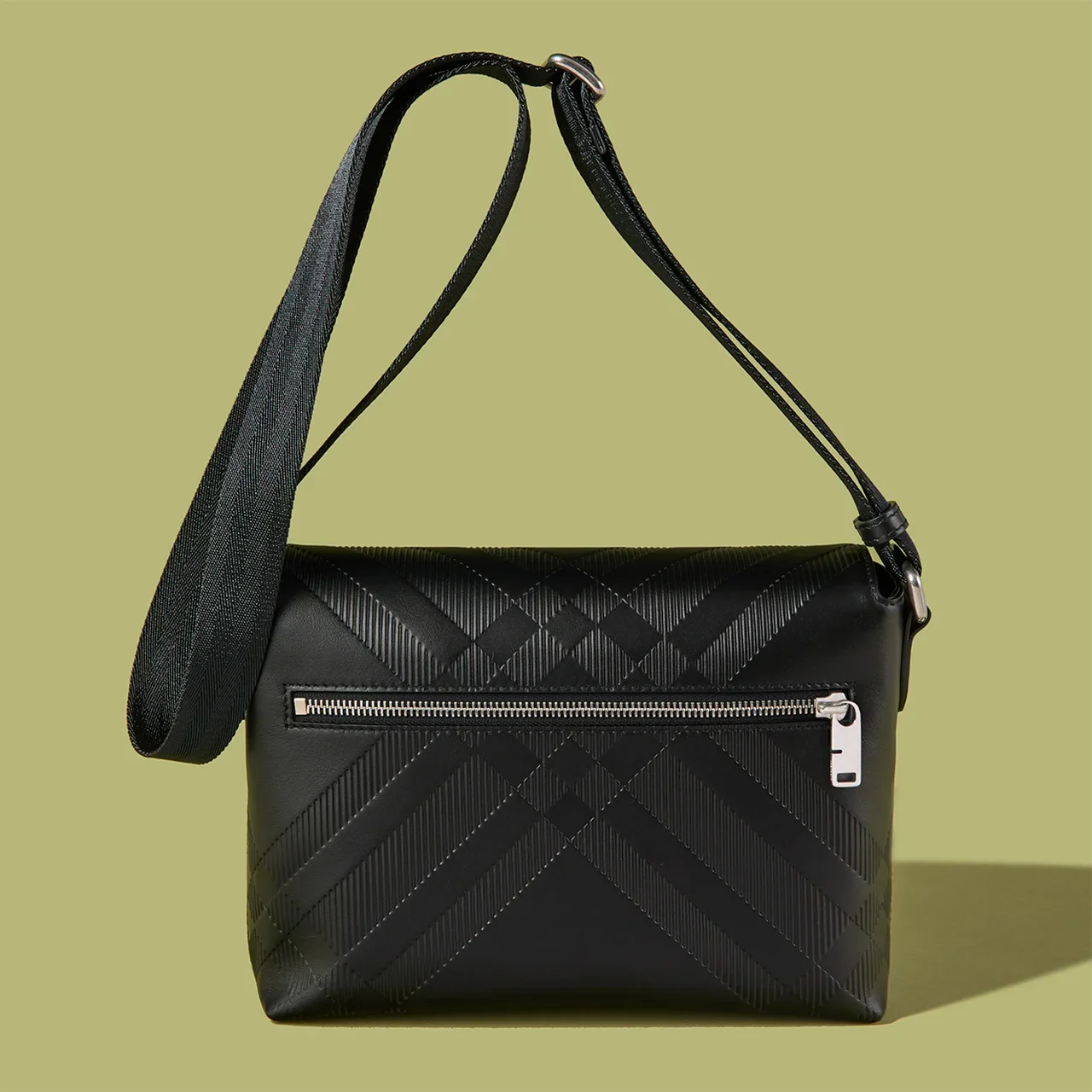 BURBERRY｜Small Embossed Check Buckled Messenger Bag