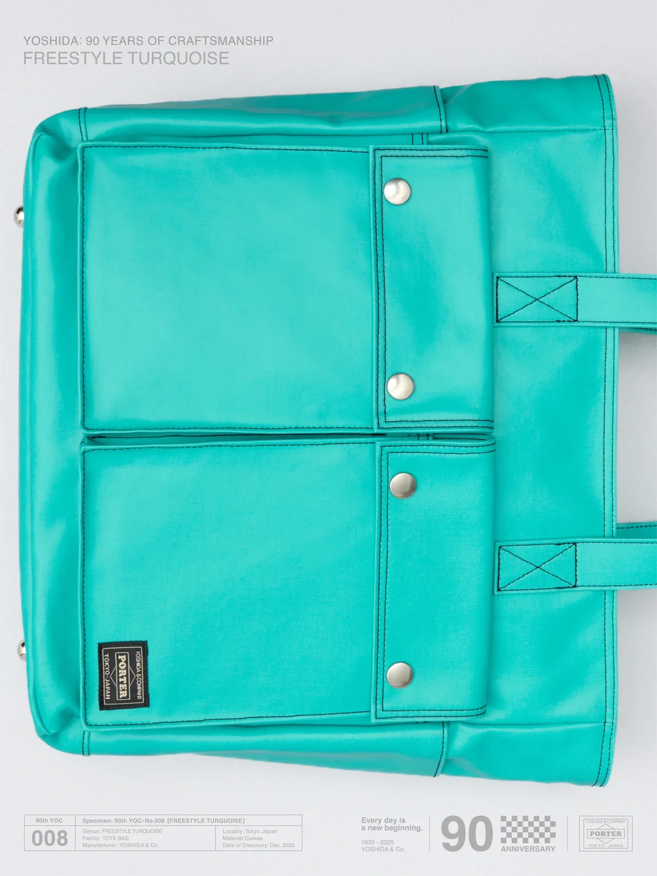 【大人のポーター】「FREE STYLE」シリーズから登場した限定カラー「ターコイズ」の「トートバッグ」