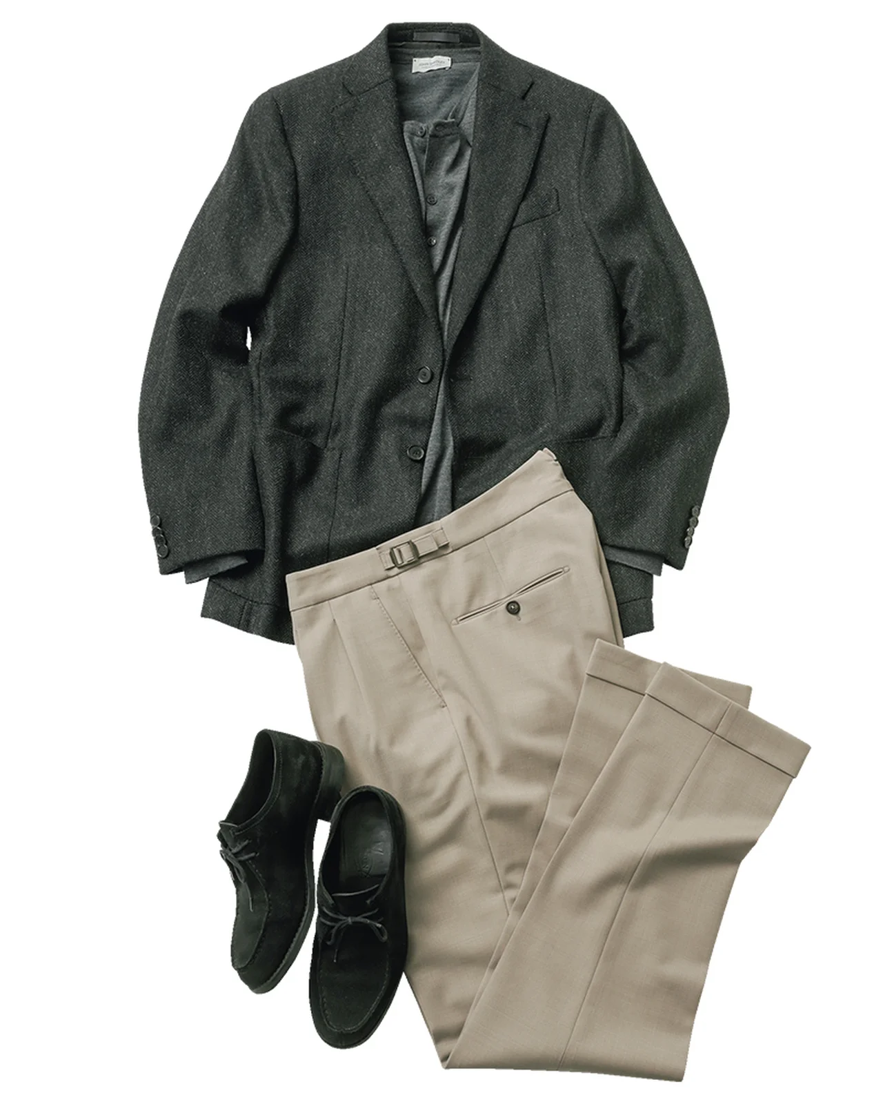 CARUSO × LAND OF TOMORROWのツイードジャケット、BERWICHのウールスラックス