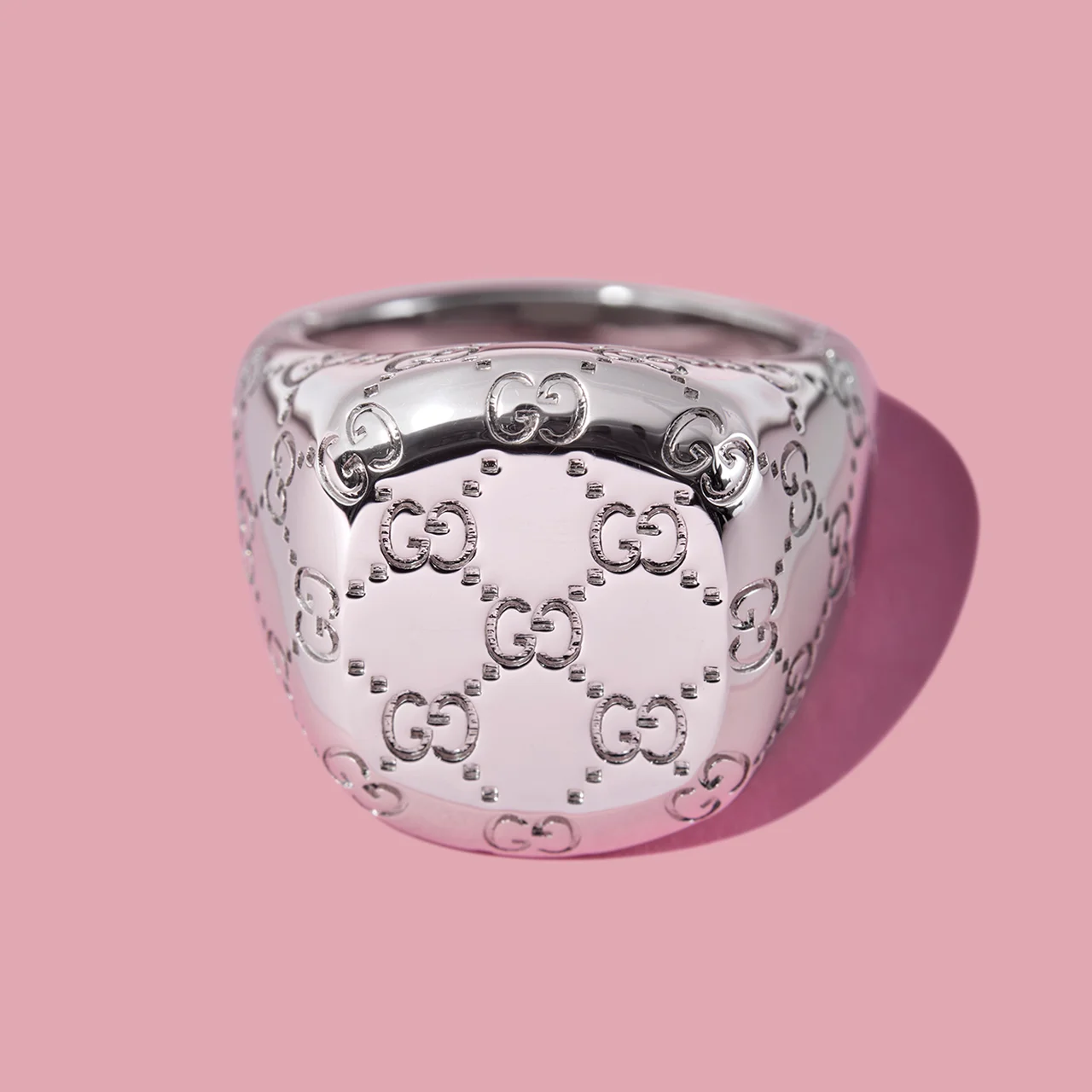 GGパターンを刻印したシグネットリング