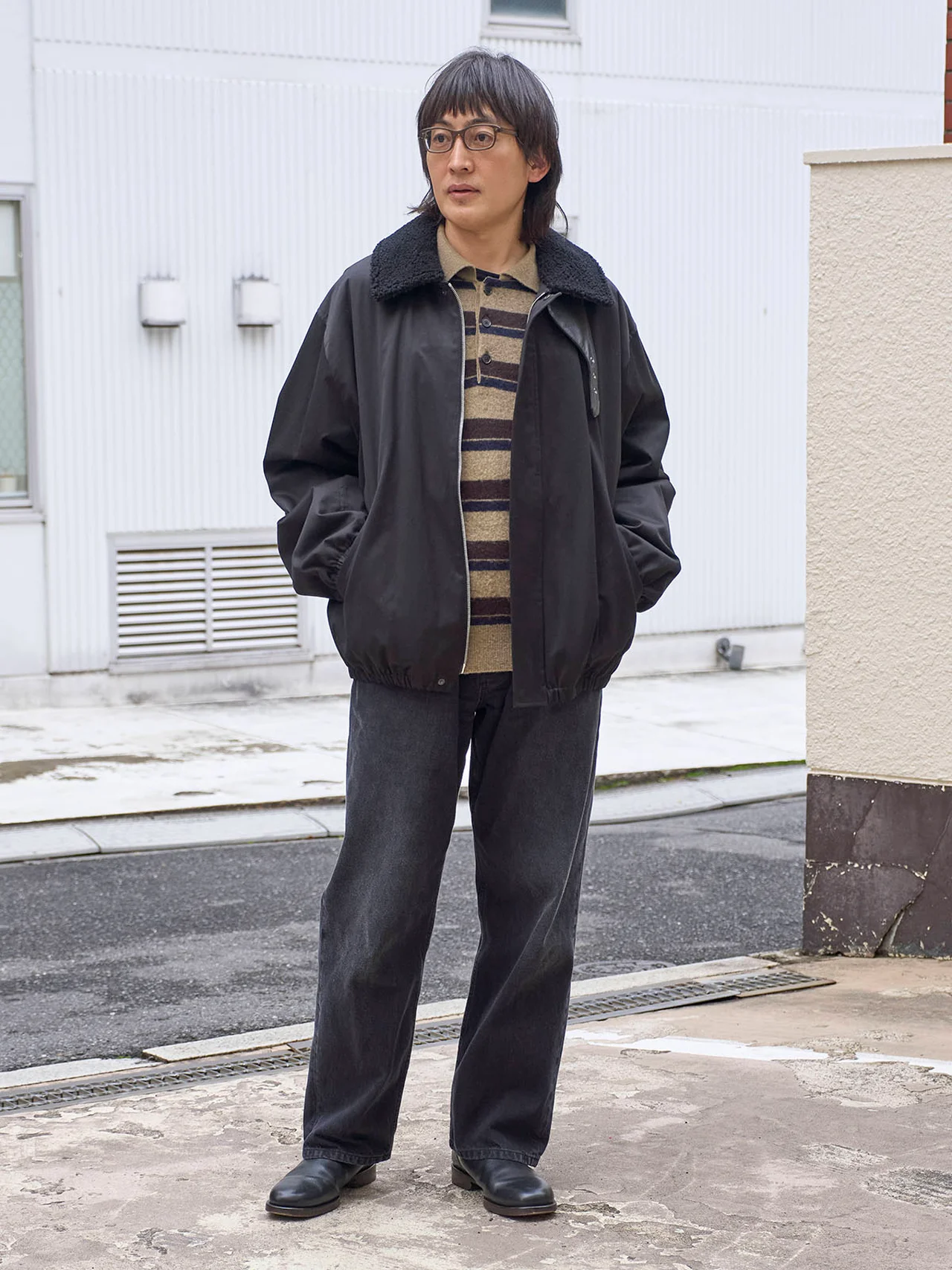 シュタインのムートンカラーパデッドジャケット