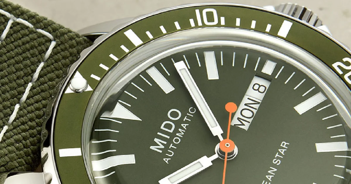 MIDO ミドー　ハンドバック　y2k カーキ　シルバー　メタリック ミドー新作 「オーシャンスター トリビュート カーキ」登場