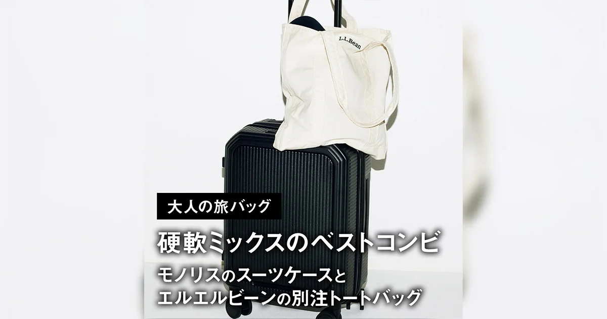 大人の旅バッグ】硬軟ミックスのベストコンビ。モノリスのスーツ 大人の旅バッグ】硬軟ミックスのベストコンビ。モノリスのスーツ