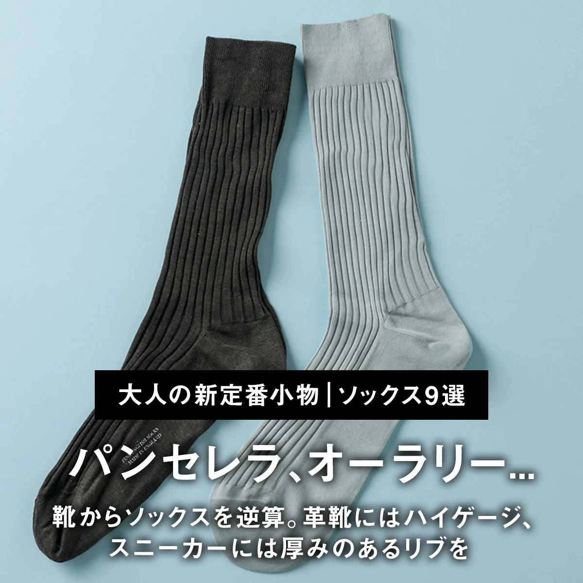 【大人の新定番小物｜ソックス9選】パンセレラ、オーラリー... 靴からソックスを逆算。革靴にはハイゲージ、スニーカーには厚みのあるリブを
