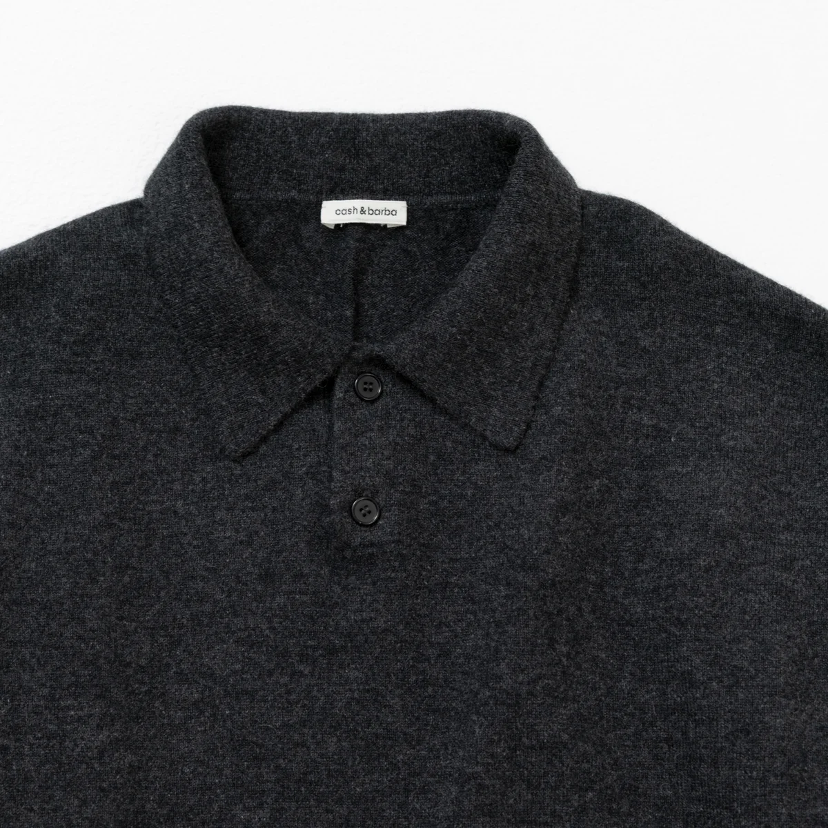 cash & barba｜モンゴリアンカシミヤ エルボーパッチ ポロ