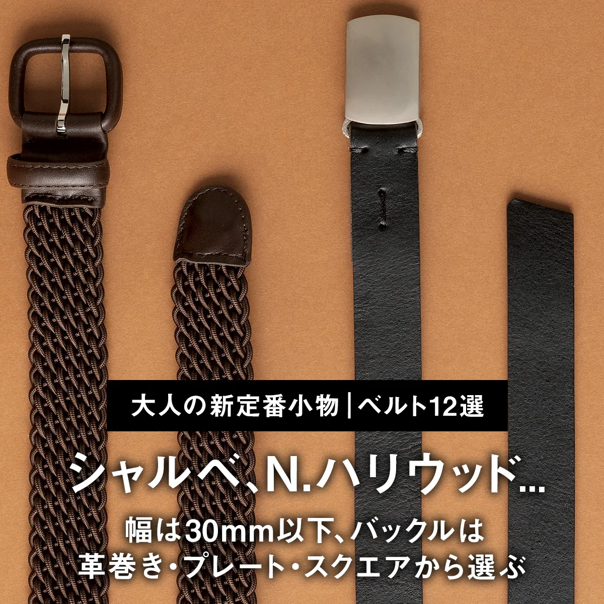 【大人の新定番小物｜ベルト12選】シャルベ、N.ハリウッド... 幅は30mm以下、バックルは革巻き・プレート・スクエアから選ぶ