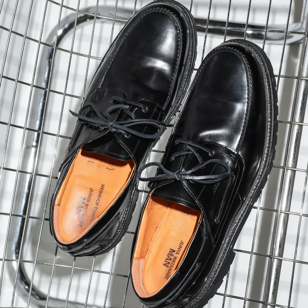 JUNYA WATANABE MAN × HEINRICH DINKELACKERのレザーデッキシューズ