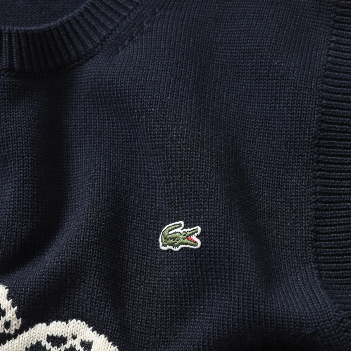 LACOSTEのラケット柄ニットベスト