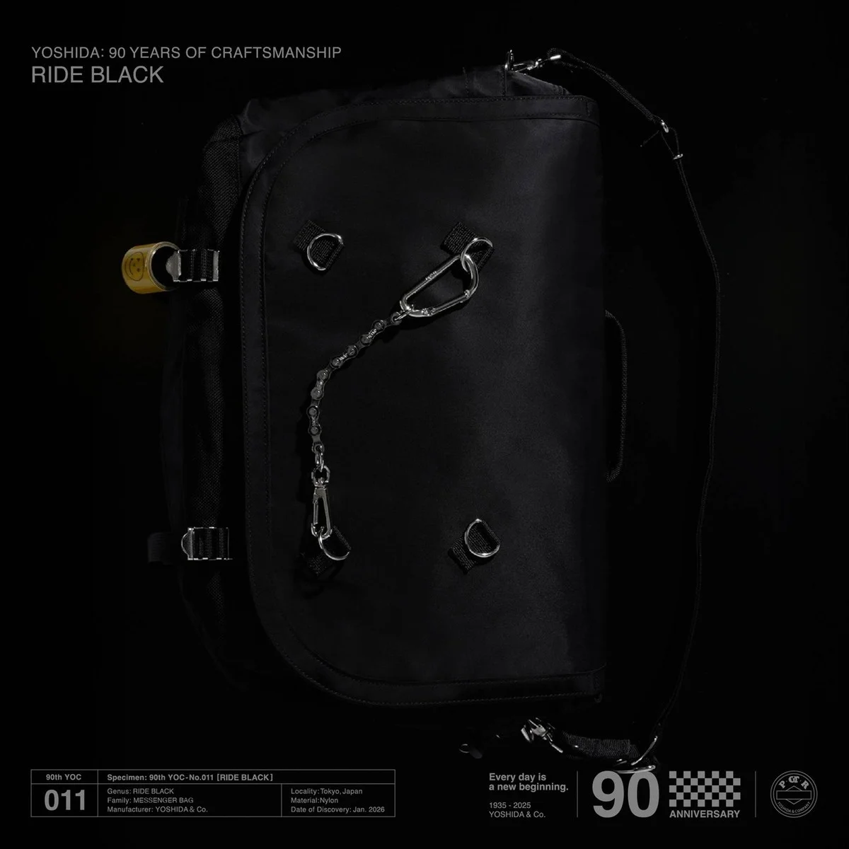 【POTR】吉田カバン90周年の限定ブラック。自転車チェーンまで本気の「RIDE BLACK」全7型を全部見せ